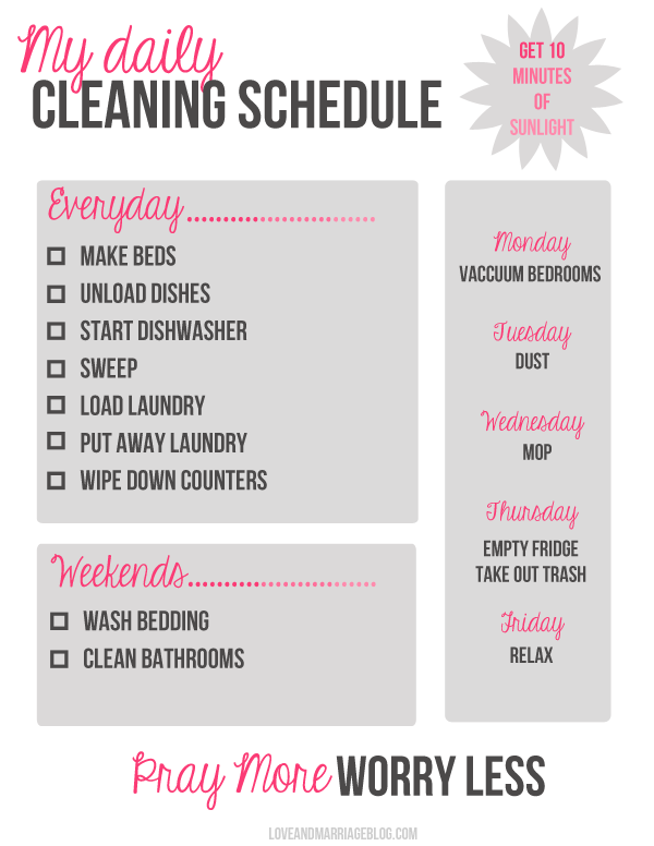 My Daily Cleaning Schedule {a free printable}