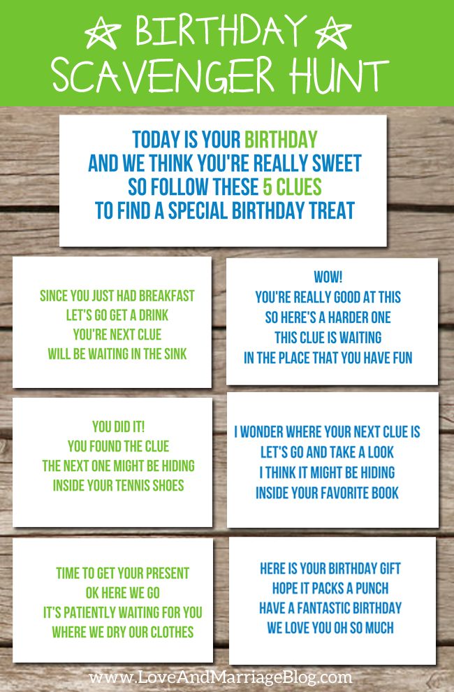 Birthday Scavenger Hunt with Free Printables 