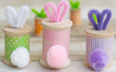 Easter Bunny Craft: Thread Spool Bunnies