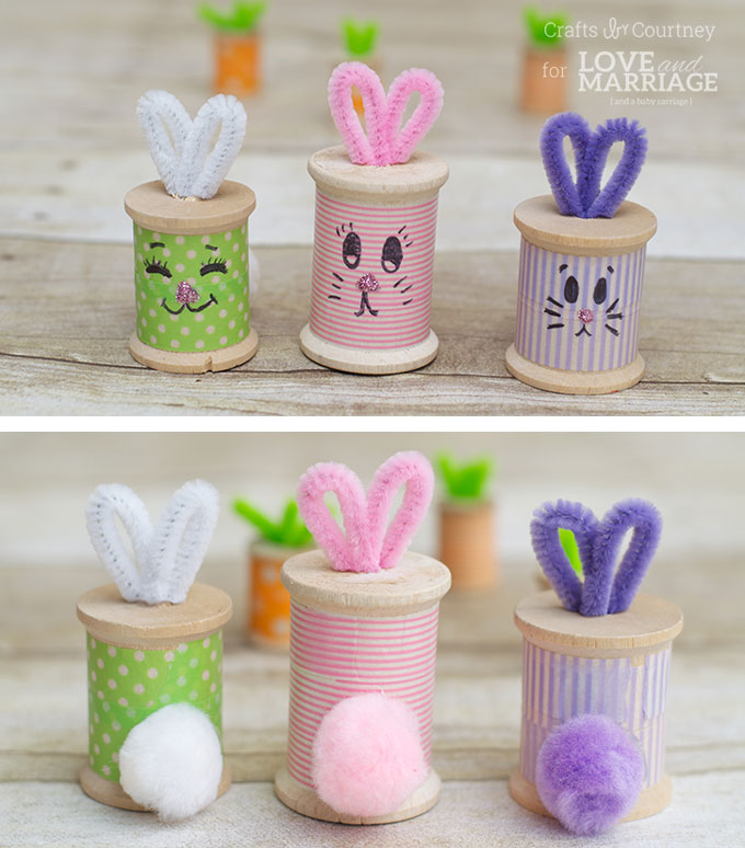 Easter Bunny Craft: Thread Spool Bunnies