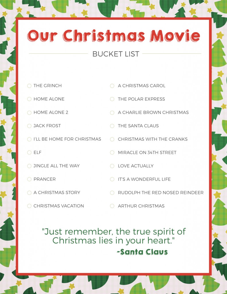 Christmas Movie Bucket List