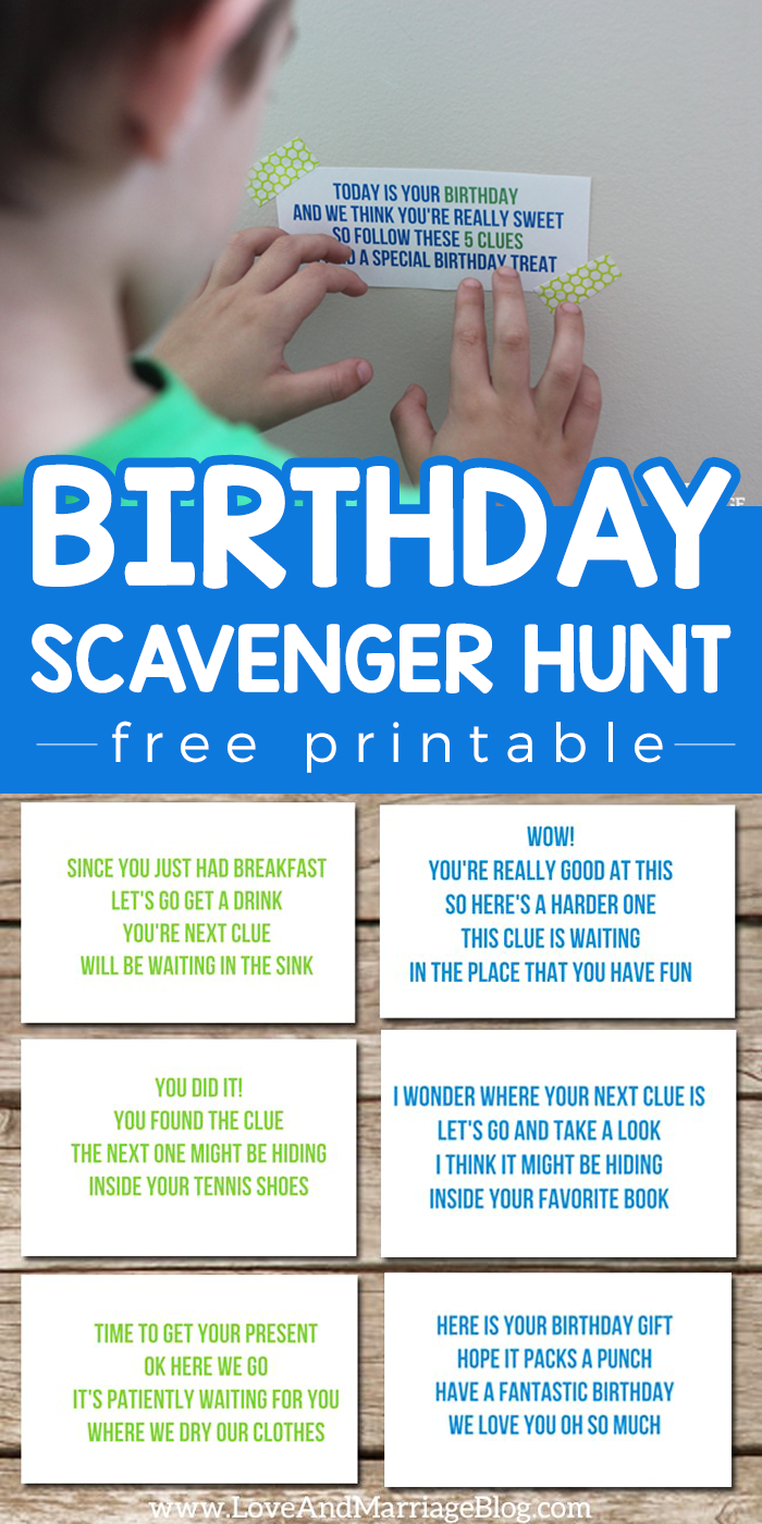 Birthday Scavenger Hunt Free Printable