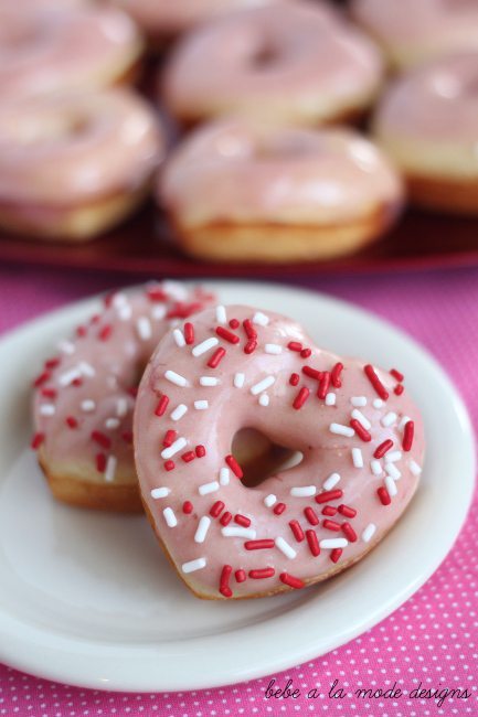 Homemade Strawberry Cream Donuts -  Valentine's Day Breakfast