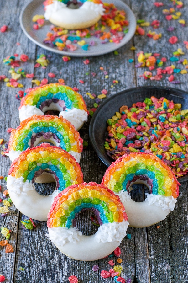 Fruity Pebble Rainbow Donuts