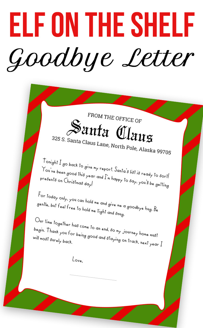 Elf On The Shelf Goodbye Letter Printable Printable Word Searches