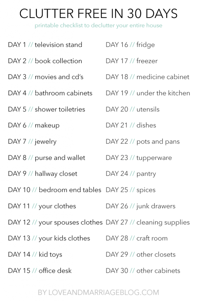 Declutter Your Entire House In 30 Days Love And Marriage