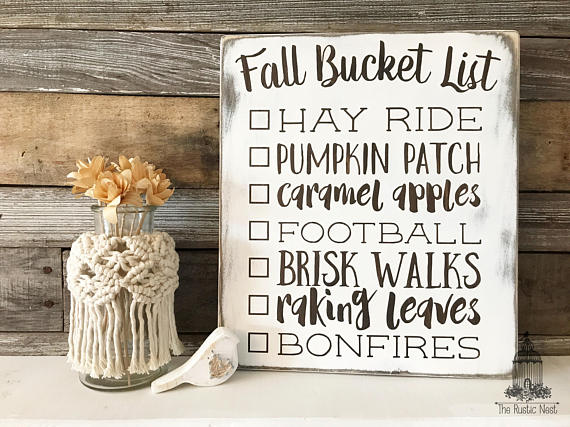 Fall Bucket List Sign