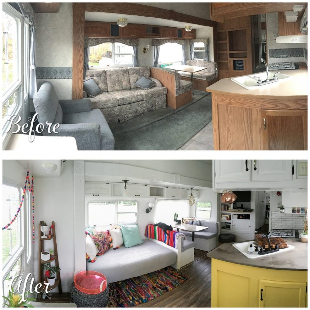 These Camper Remodel ideas are absolutely incredible! Check out the before and afters and get inspiration for your own DIY camper upgrades.