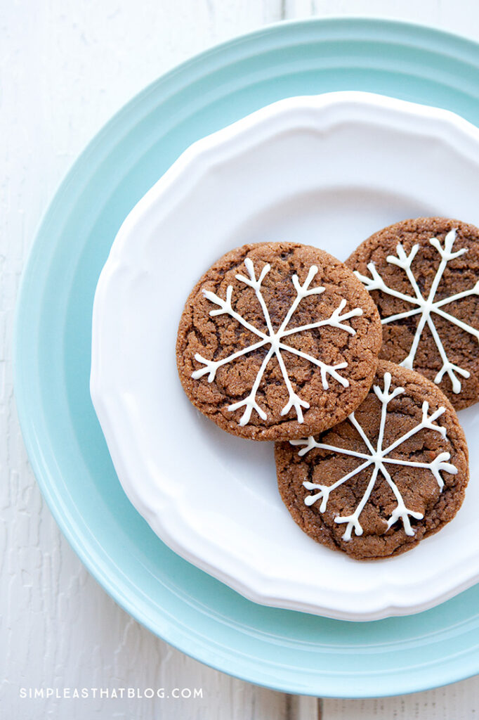 ginger crinkle snowflake cookies