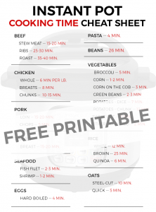 Instant Pot Cooking Time Cheat Sheet - Love and Marriage