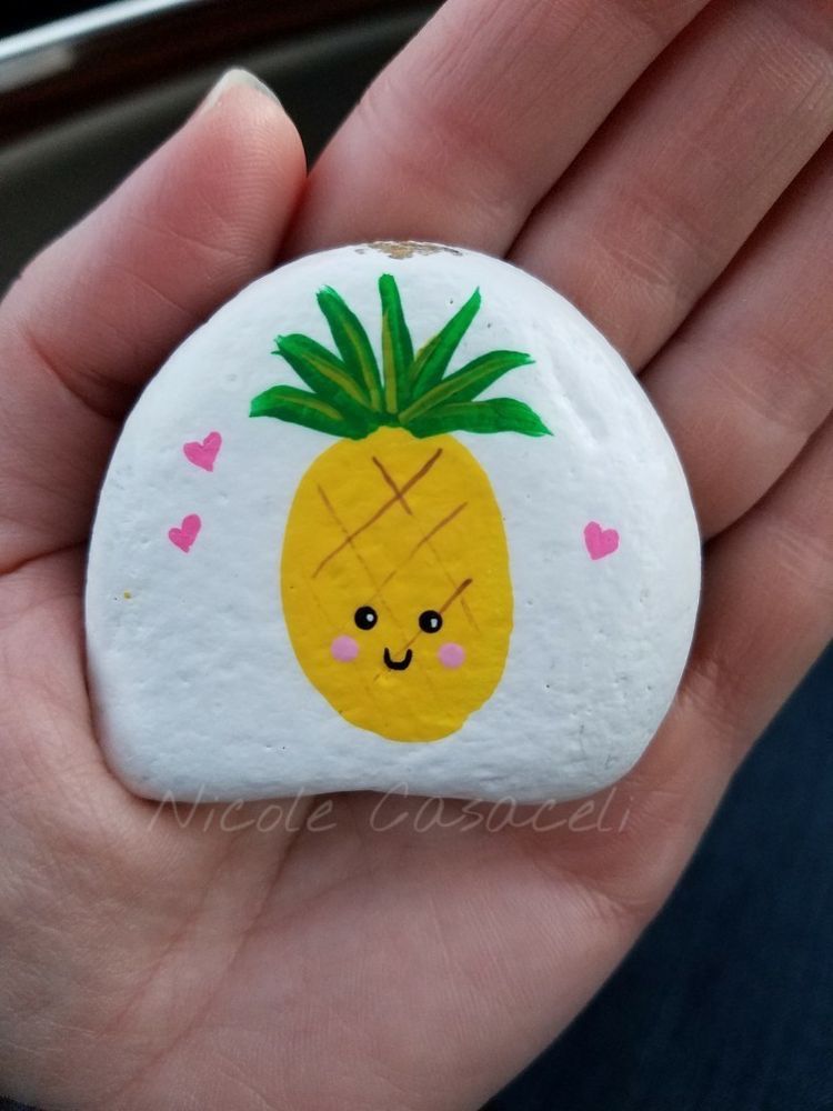 pineapple painted rocks