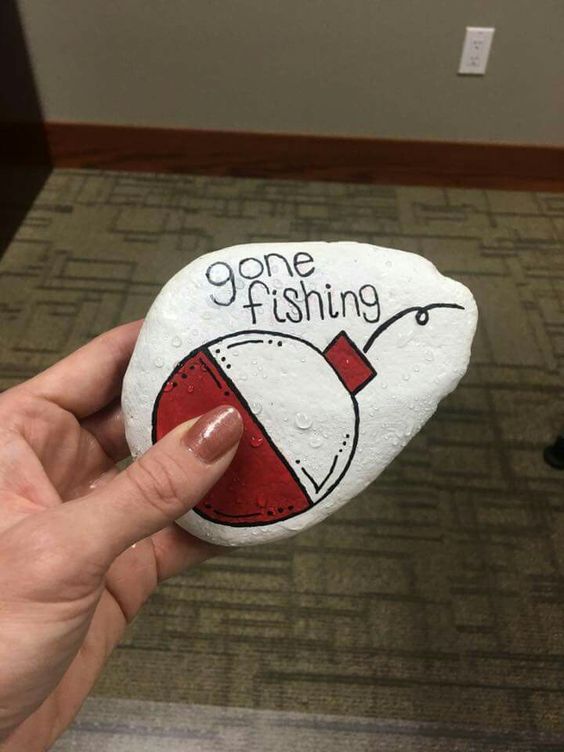 Gone Fishing Rock Painting Idea