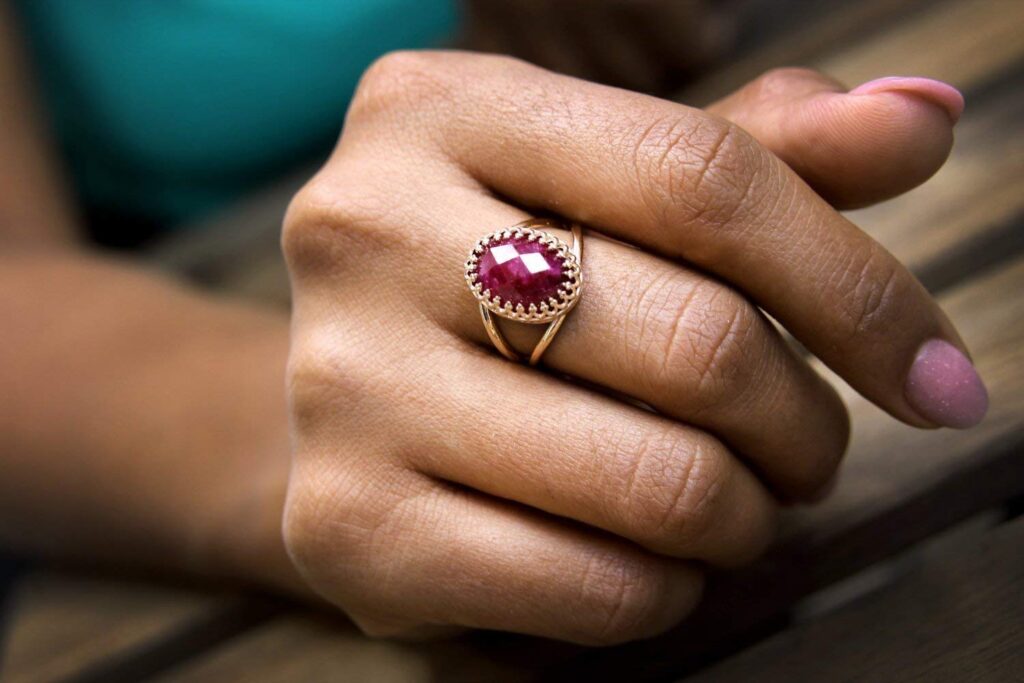 Red ruby engagement ring