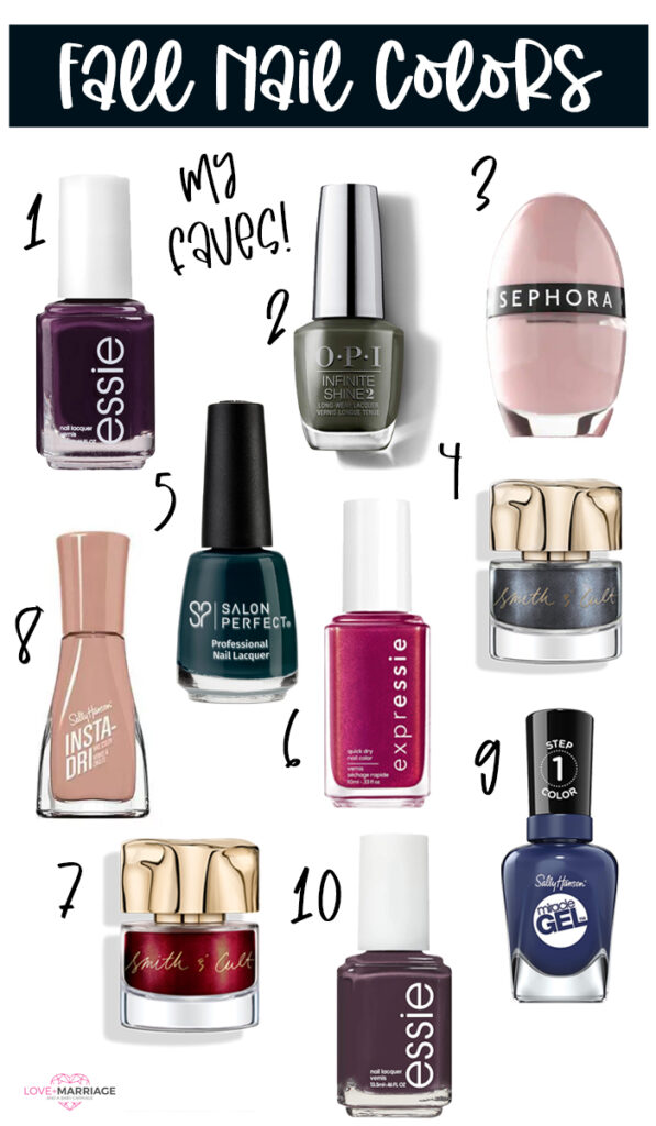10 Fall Nail Colors You'll Love! These are my top favorite Autumn nails. #nails