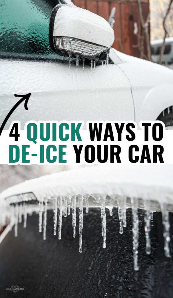 Here are a few quick ways to de-ice your car so you can get going! #winter #hacks #tricks #ice #car 