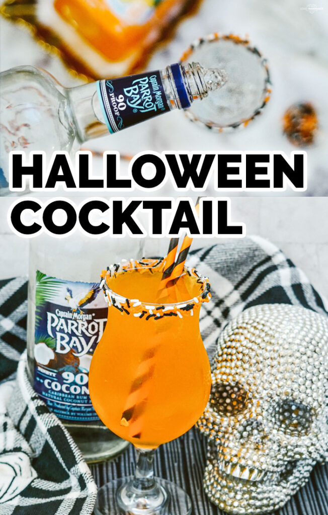 Easy Halloween Cocktail Recipe with Coconut Rum and Orange Punch. | Halloween Drinks #Recipes