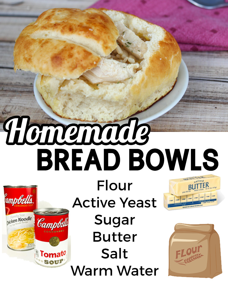 This Homemade Bread Bowls recipe is a simple way to make fresh baked bread perfect for your favorite soup or chili. #Recipes
