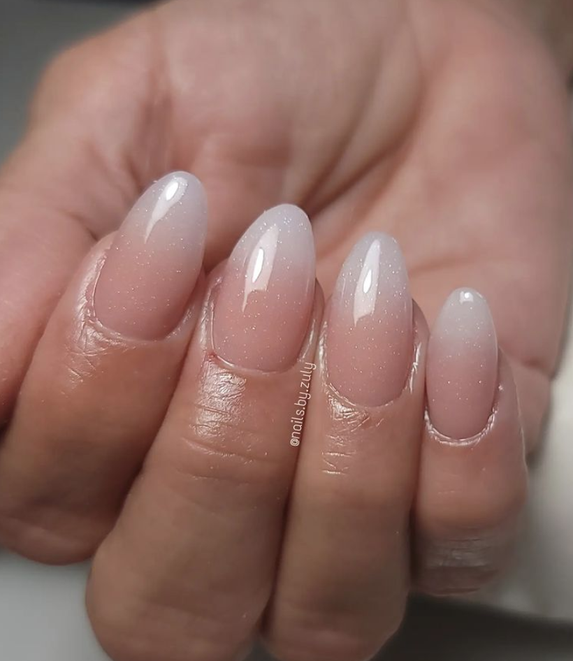 White Nails - neutral white with soft glitter