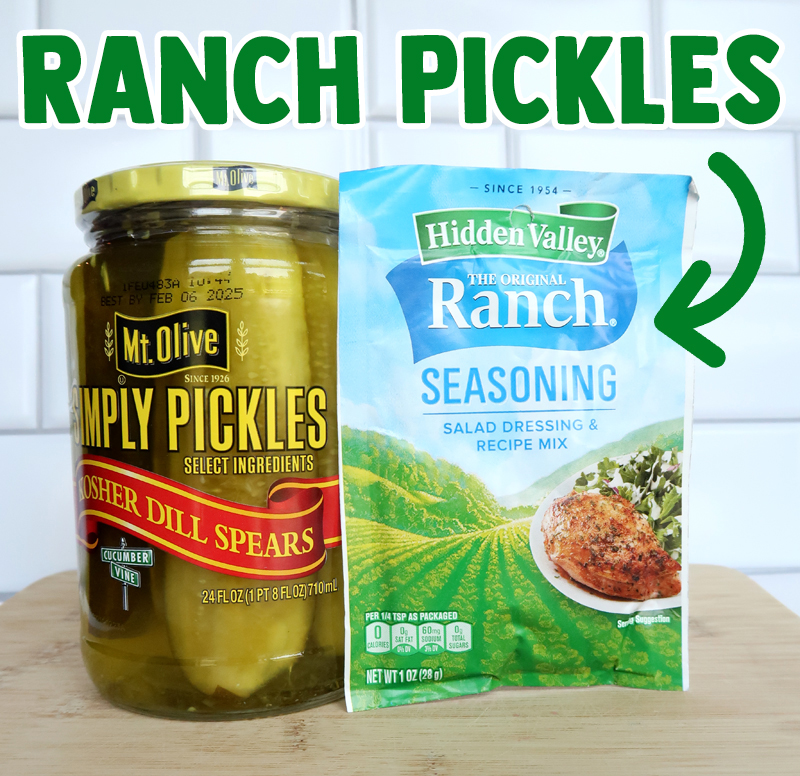 Ranch Pickles Recipe - easy two-ingredient snack. 