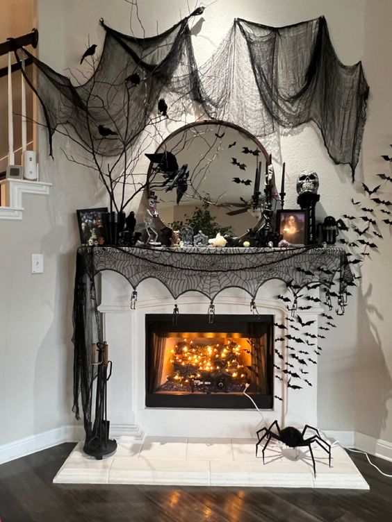 Spooky Spider Mantle for Halloween