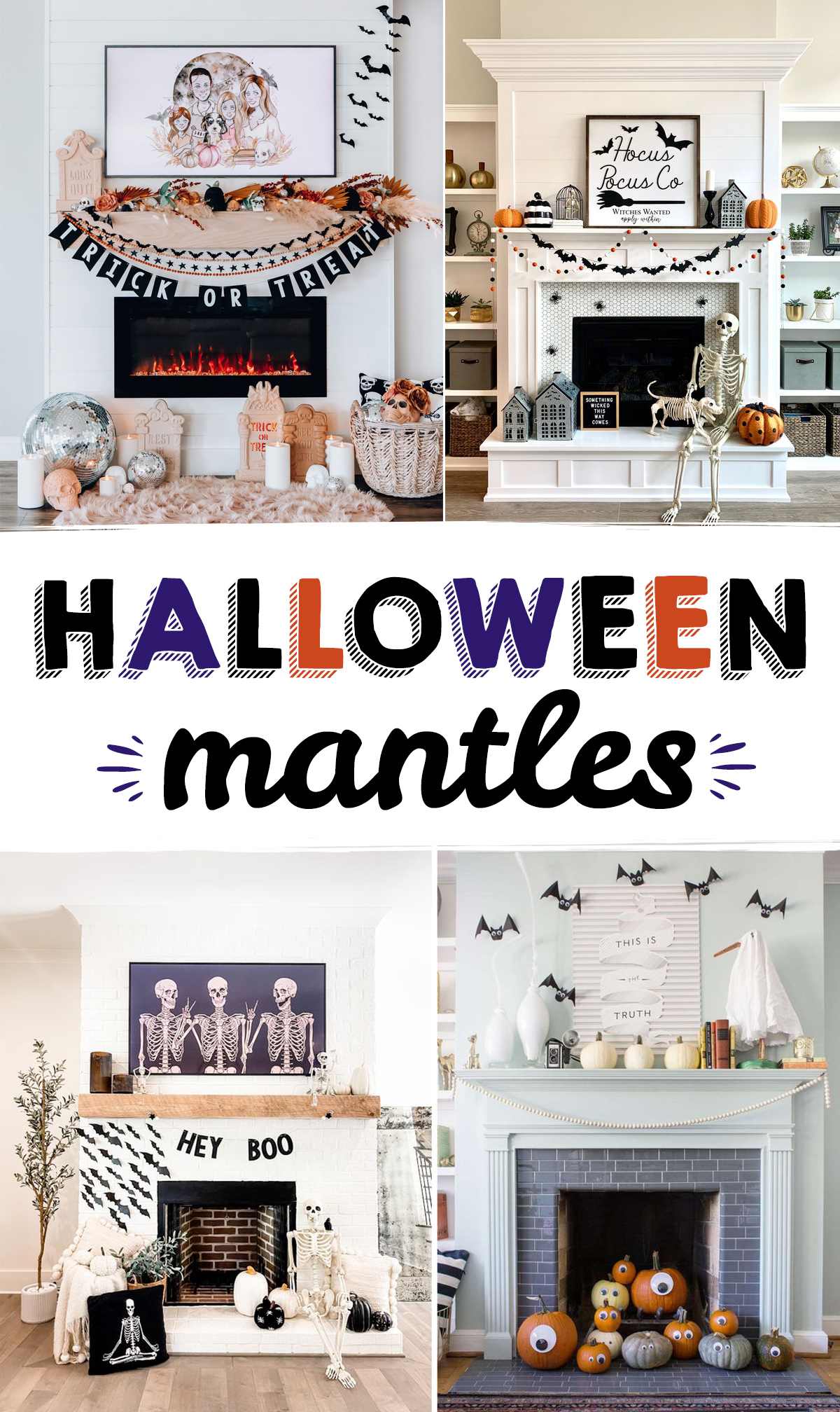 Halloween Mantle Decor - Fun ideas for everything from spooky and creepy to fun and colorful. There's an idea here for every style.