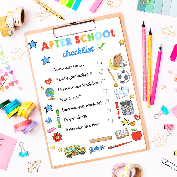After School Checklist free printable. Back to school guide for relearning routines.