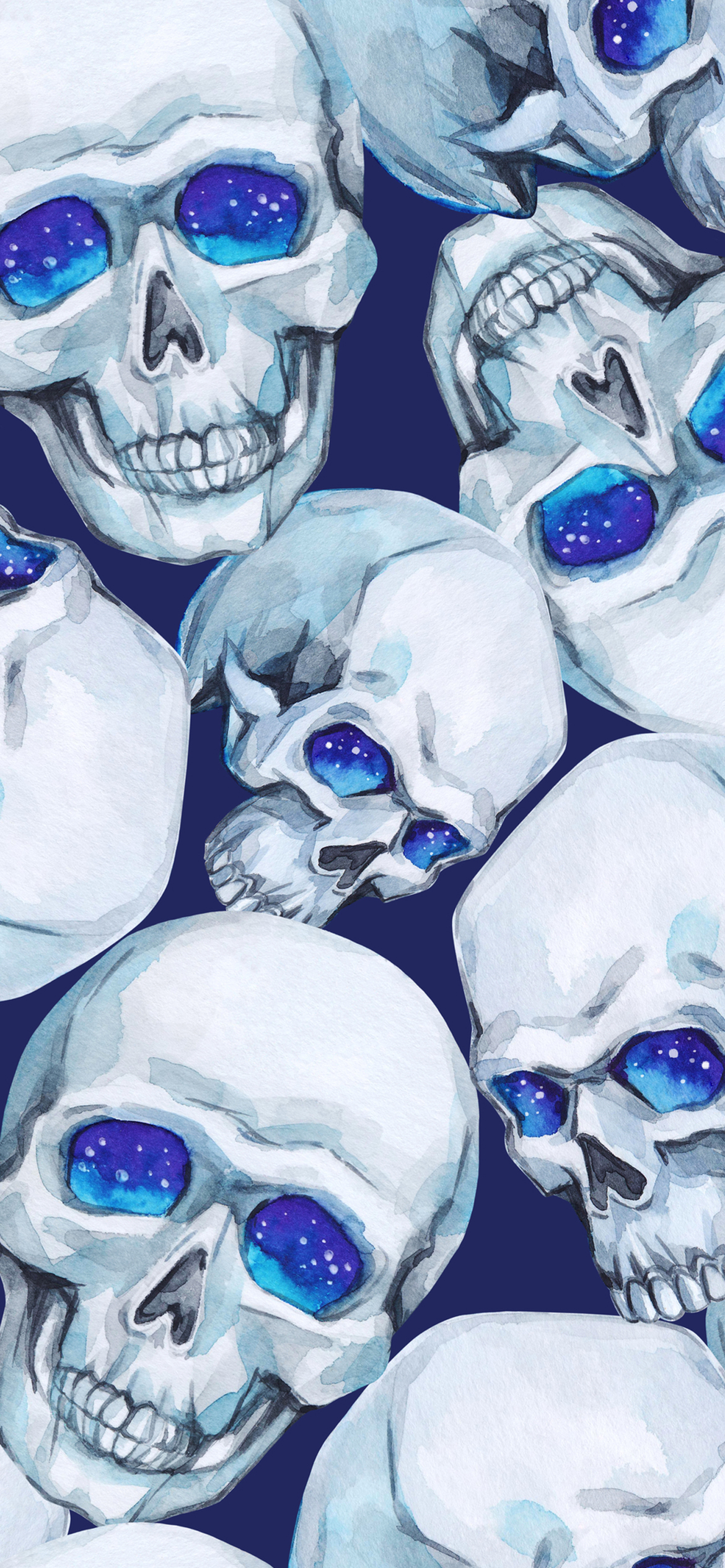 Blue Skulls Halloween Wallpaper