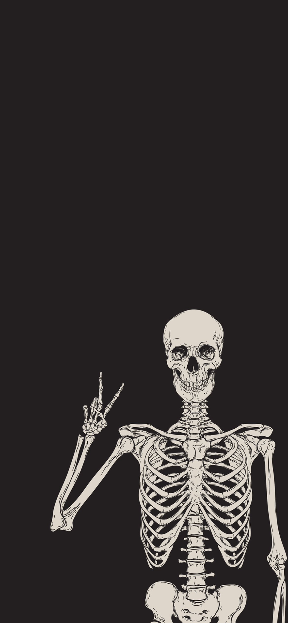 Skeleton giving the Peace Sign - Halloween Wallpaper