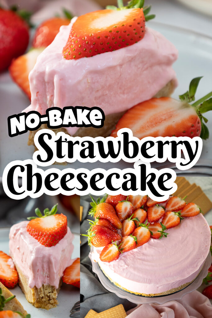 Deliciously creamy and bursting with the tangy sweetness of fresh strawberries, this No-Bake Strawberry Cheesecake recipe is so good.