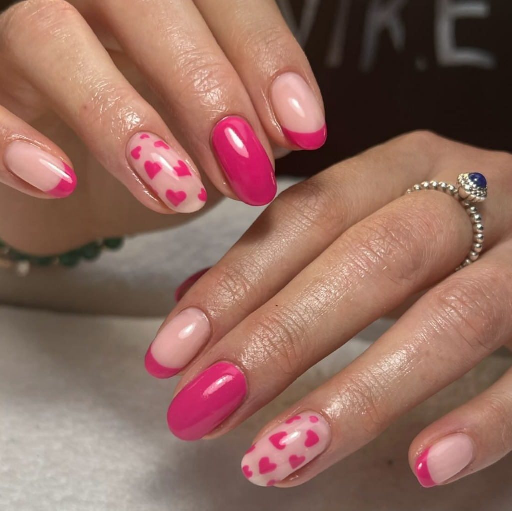 Hot Pink Valentines Nails