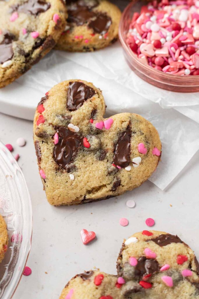 Heart Shaped Chocolate Chip Cookies - Valentines Cookies
