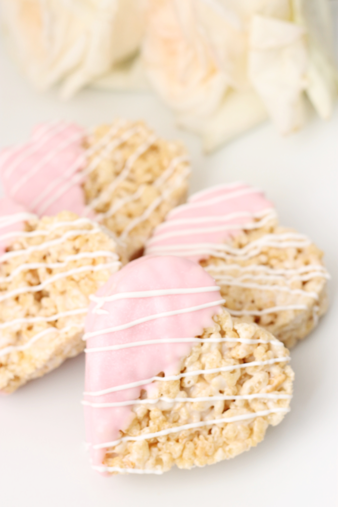 Heart Rice Krispie Treats with pink icing - Valentines treats