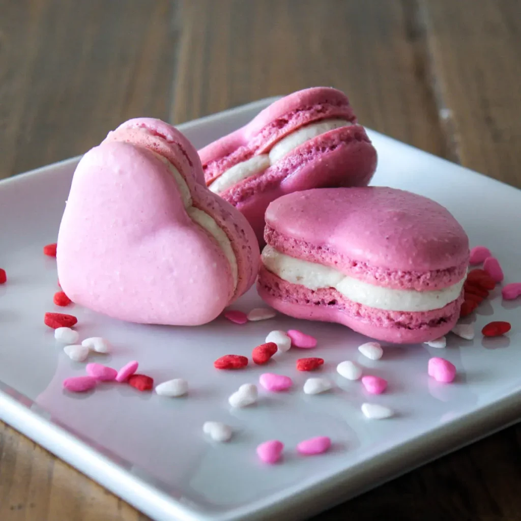 Valentine's Day Pink Heart Macarons